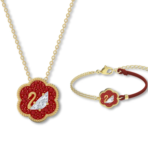 Flower Swan Set For Girlfriend Tanabata Gift Necklace Bracelet Set