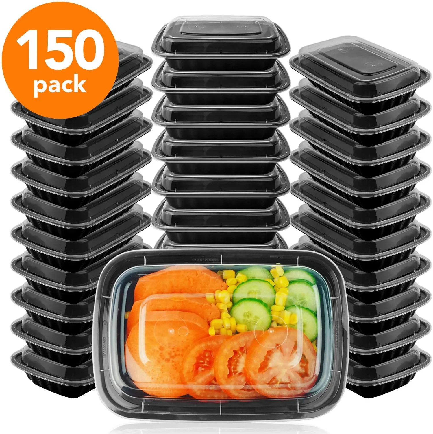 38oz Reusable Plastic Takeaway Food Container, Stackable Airtight Microwavable Disposable Food Container