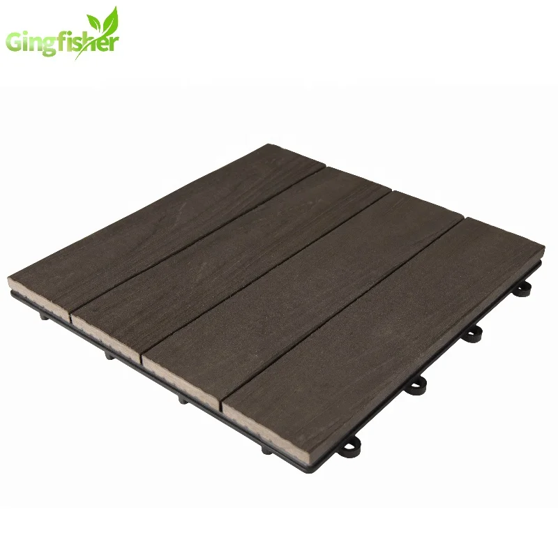 New Outdoor Co-Extrusion Plastic Floor Tile DIY Wood Plastic Composite interlocking tiles for Patio