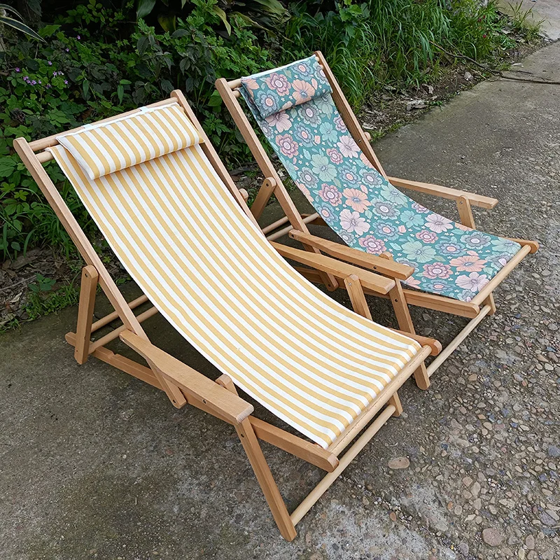 modern luxury soft adjustable outdoor furniture camping wooden folding white fabric reclining bedroom living room arm chair