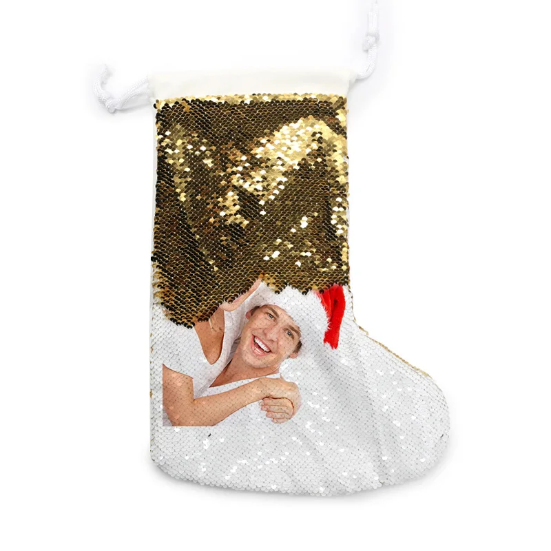 Christmas Home Decoration Sublimation Sequin Christmas Stocking Christmas Gift Socks Decoration
