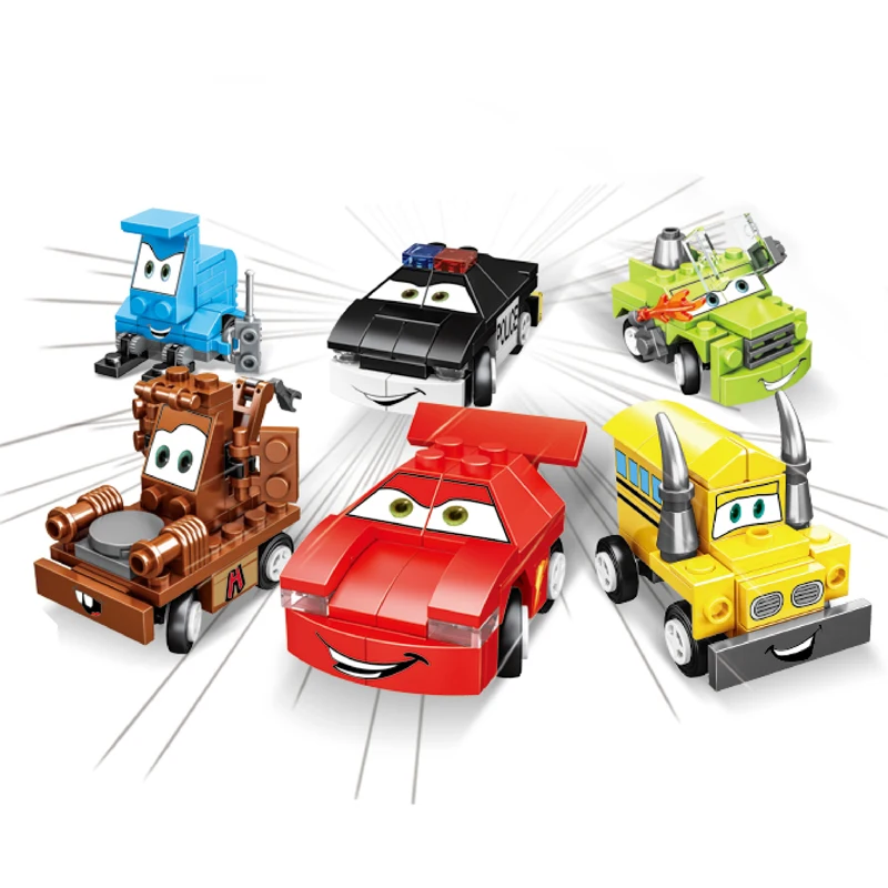Promotional Small Particle Building Blocks Mini car 6in1 Team building intellect blocks toy