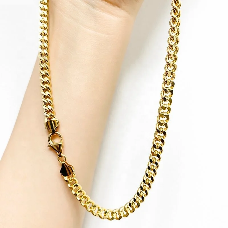 Xinfly Wholesale Pure 18K Real Gold Miami Cuban Link Necklace Hip Hop Chain Au750 Curb Bracelet Custom