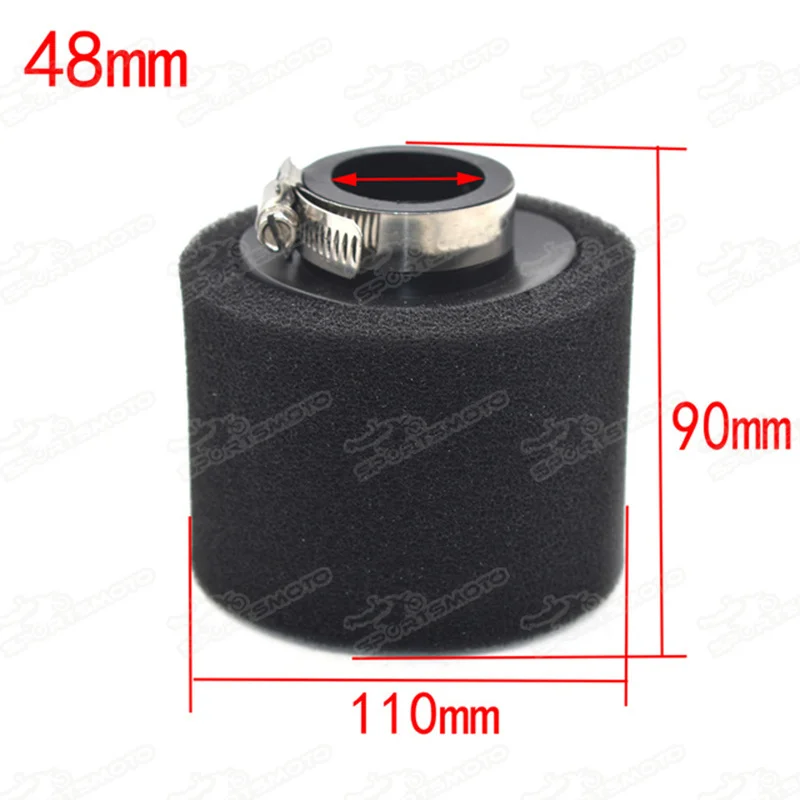32mm 35mm 38mm 42mm 45mm 48mm Bend Elbow Neck Foam Air Filter Sponge Cleaner Moped Scooter Dirt Pit Bike Motorcycle RED BSE