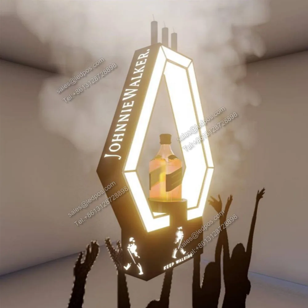 New Arrival Walker Whisky Bottle Glorifier Keep Walking Black Whiskey Led Bottle Presenter Vodka Tequila Display Rack