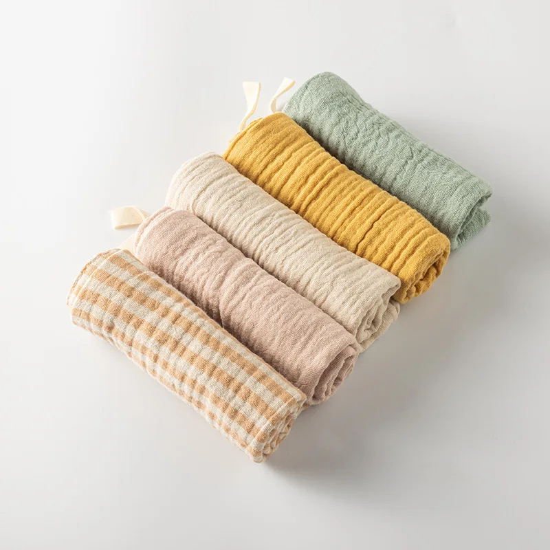 OEM Baby Washcloths 2 Layer Soft cotton muslin blanket for Newborn Bath Face cleaning  Natural Baby bibs for Delicate Skin