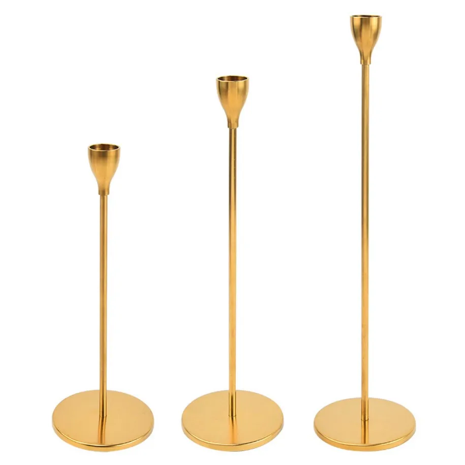 centerpiece metal gold color romantic decoration taper stick candle holders wedding festival anniversary candle holder