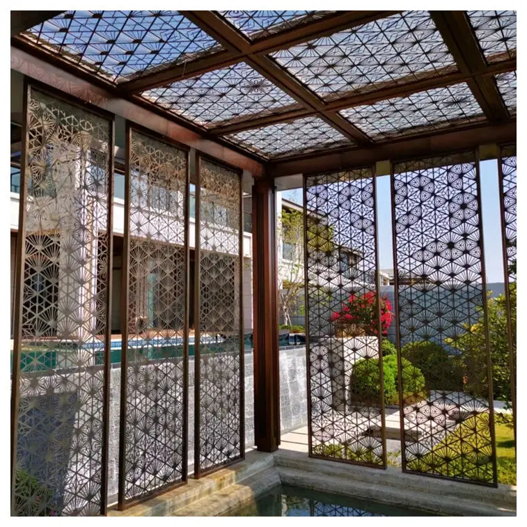 Minimal Design 304 8mm Solid Plate Laser Decorative Panel Exterior Walls Ss304 Hairline Brass Room Partition For Exhibition Hall