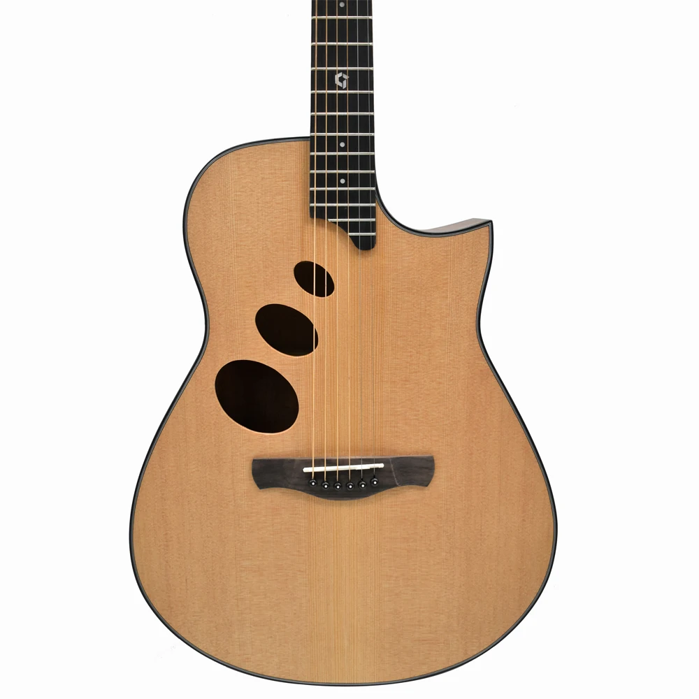40inch Auditorium Geake JD-10NC Armrest Design High Quality Solid Acoustic Guitar with Three Sound Holes