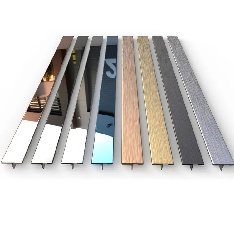 Customized Stainless Steel Metal Tile Trim For Wall Decoration T Shape Tile Profiles