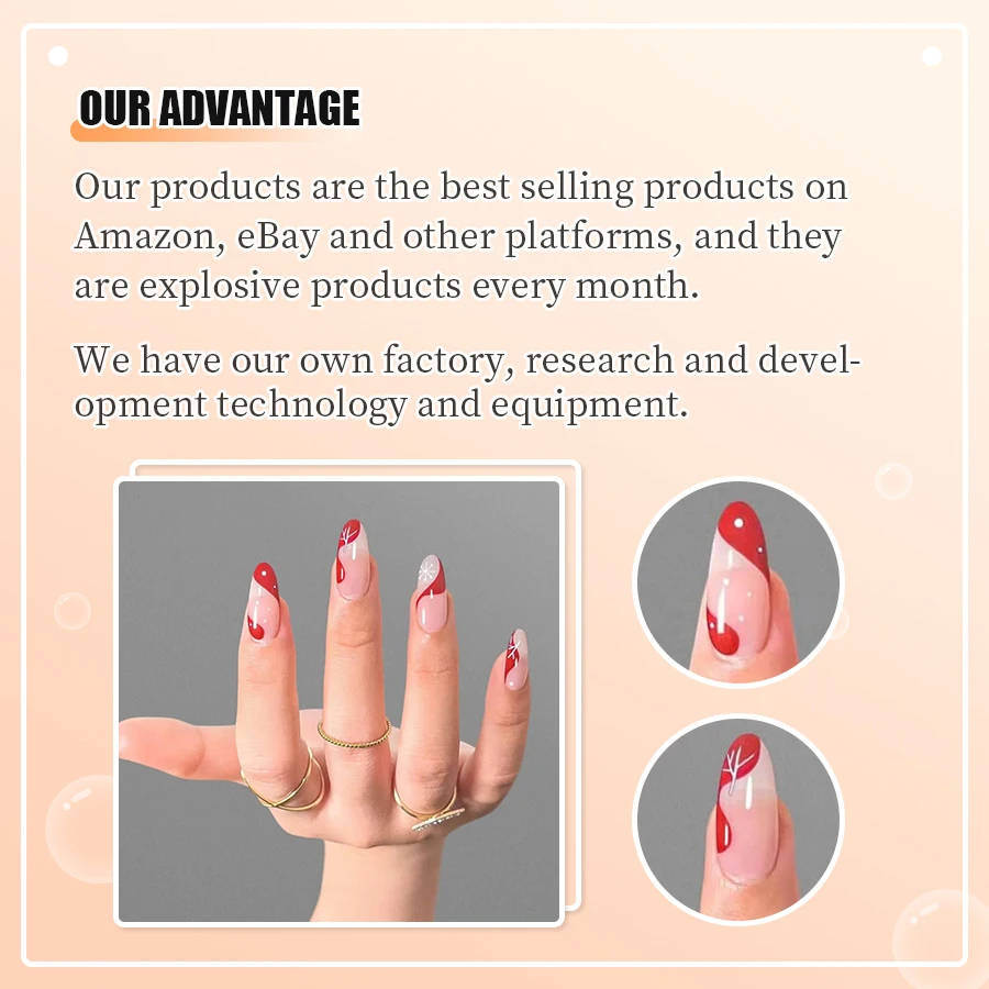 Faux Ongles Factory Suppliers Red Swirl Christmas Design Wholesale Price Salon Quality Oval Shape 2024 Trending Press On Nails