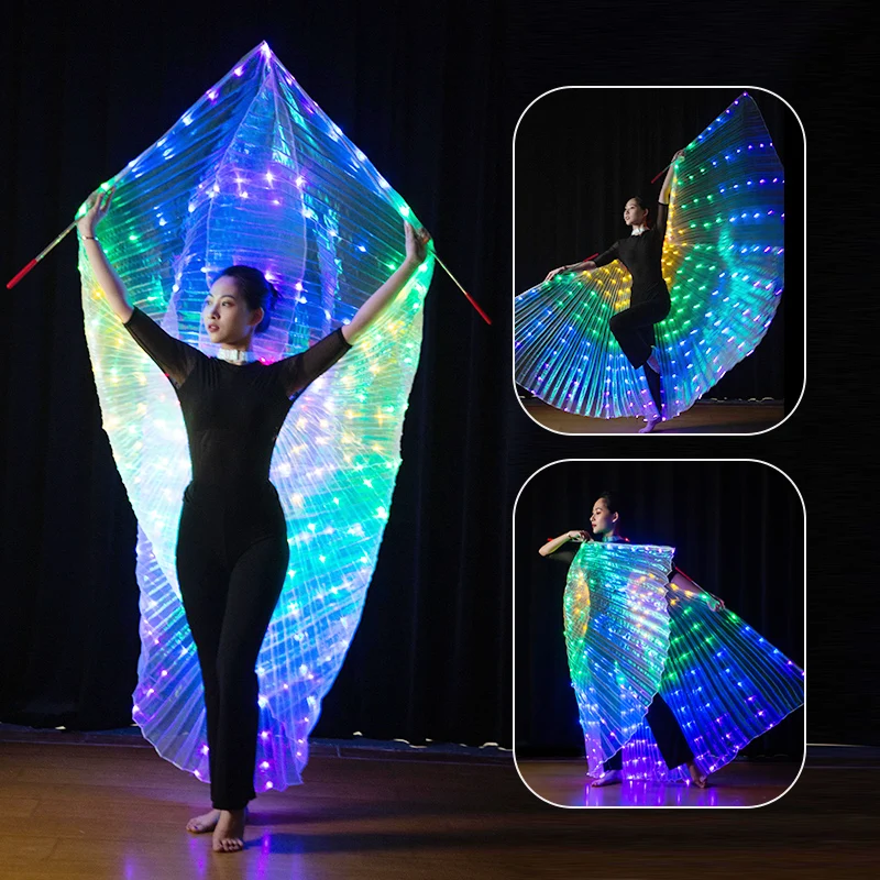 LED Angel Isis Wings Belly Dance LED Light Up Wings Show Costumes Festival Isis Wings Prop Festival Party Performance Wear