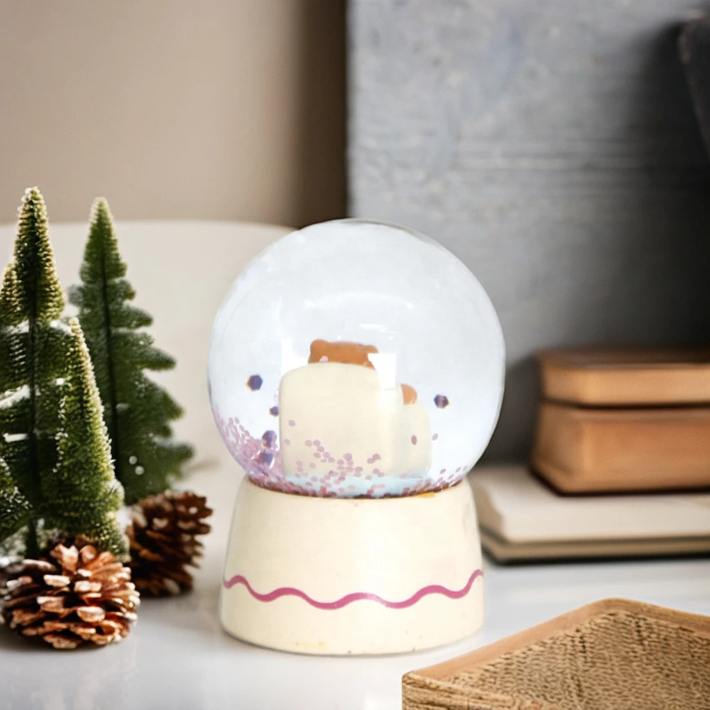 luxury ornament diy personalized hand painted custom glass snowball decorations gifts with music led small snow globe