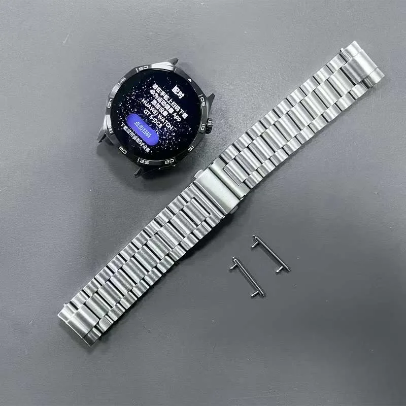 42mm 46mm Stainless Steel Three-Link Watch Band for Huawei GT5 Pro Strap
