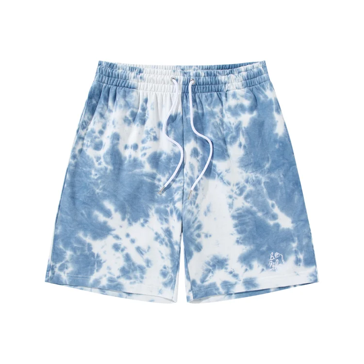 Cool Streetwear Custom Terry Cloth Shorts Drawstring Workout Unisex Tie Dye Sweat Shorts