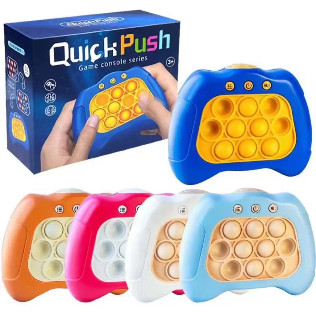 2024 New Quick Pop Light Up Console Game Fast Push It Fidget Toy Quick Push Bubble Pop For Kids Breakthrough Puzzle Game Machine