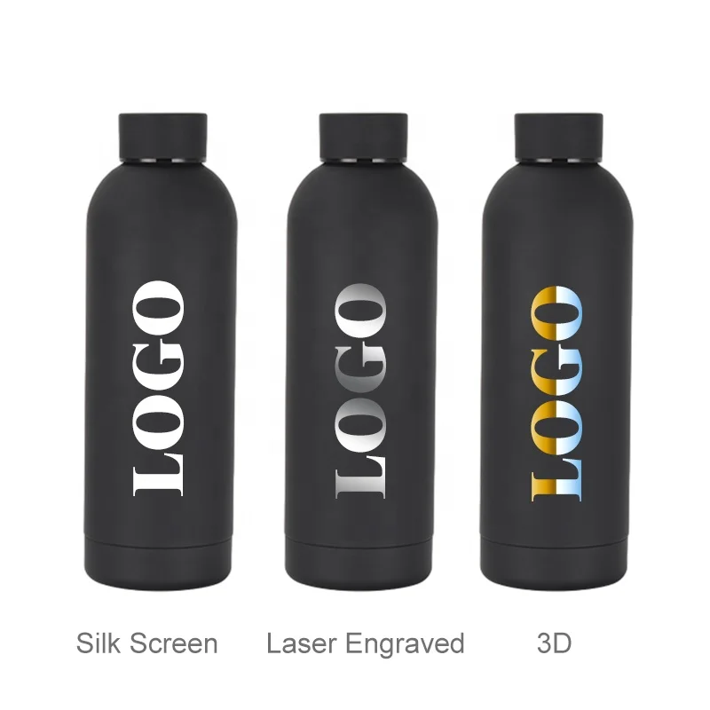 Soft Touch 500ml Small Mouth Double Wall Stainless Steel Water Bottles 350ml/750ml/1000ml Rubber Coating Drinking Thermal Flask