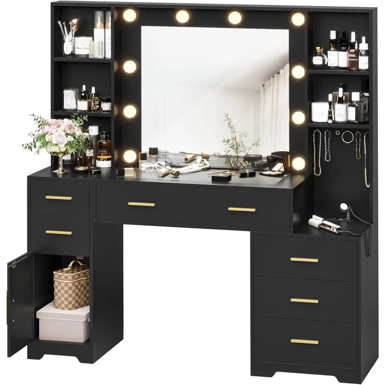 On Sale Bedroom Furniture Set Luxury King Size Bed Modern Bathroom Vanity Lighting dressing tables with drawers and mirror