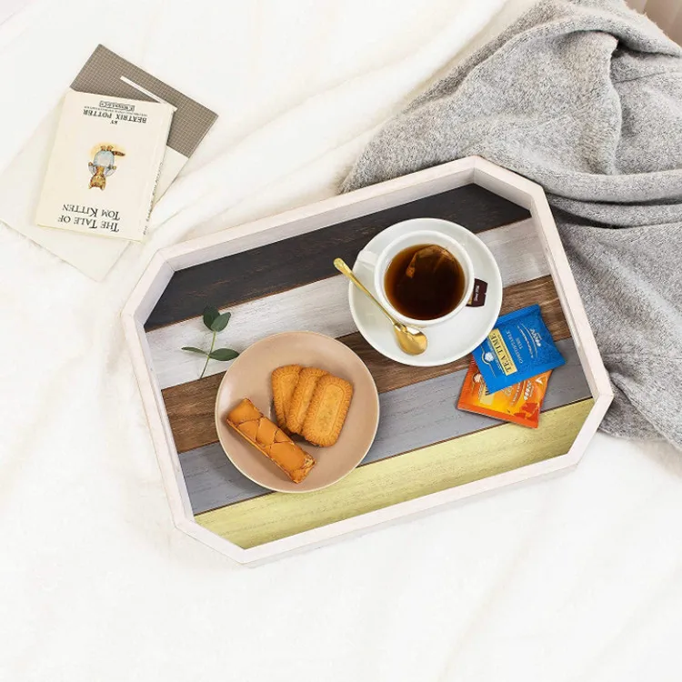 Factory wholesale kitchen antique walnut breakfast wooden tray color wood tray