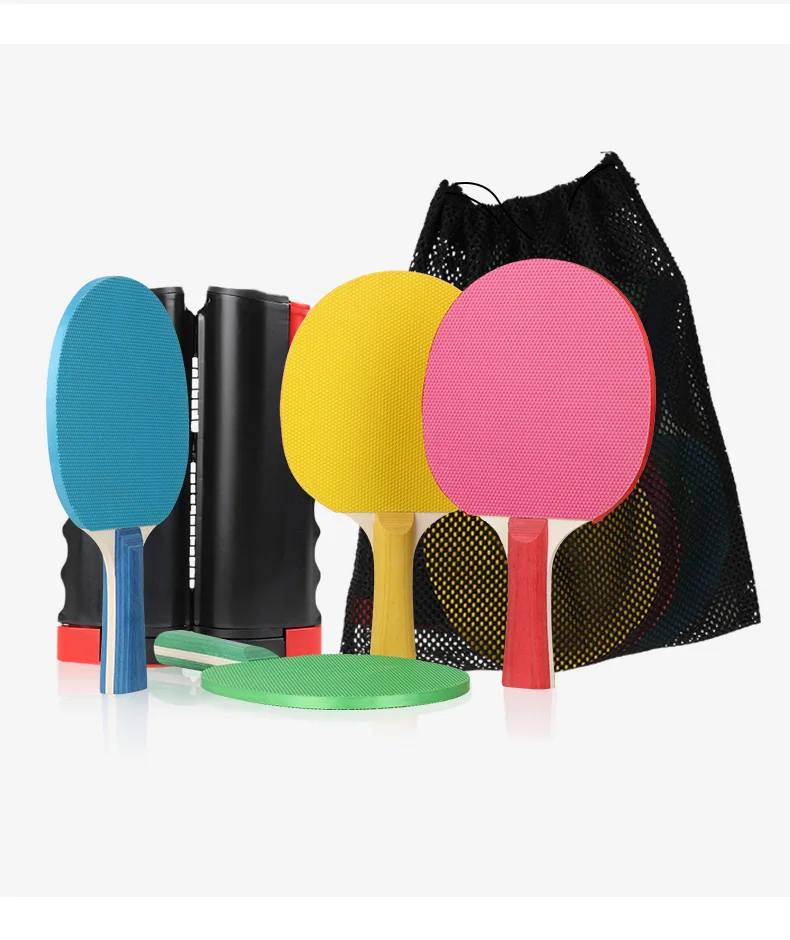 
Paddle Ping Pong Racket Set Balls Customized Bag Figure Wood Logo Packing Rubber Color Printing 