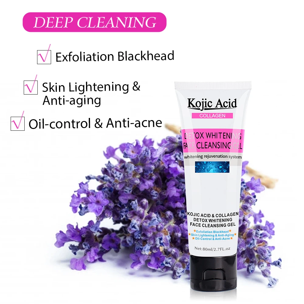 2023 New Arrival Refresh Detox Whitening Kojic Acid Facial Cleansing Gel