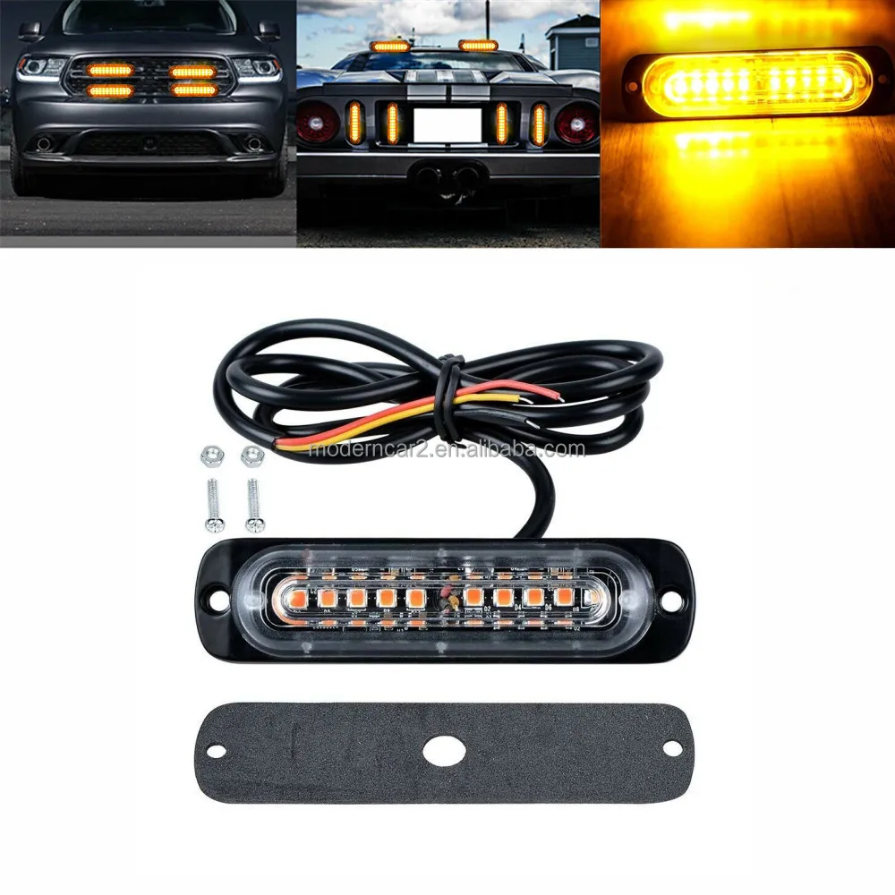 red Amber LED Strobe Bar 10LED Side Lights Orange Flashing Light 24v LED Truck Strobe lamp  red blue Emergency Lights  12v