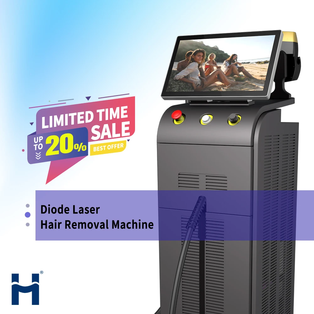 Huamei Vertical Laser Beauty Equipment Laser Hair Removal machine with 3 wavelength 1064 755 808 diode laser