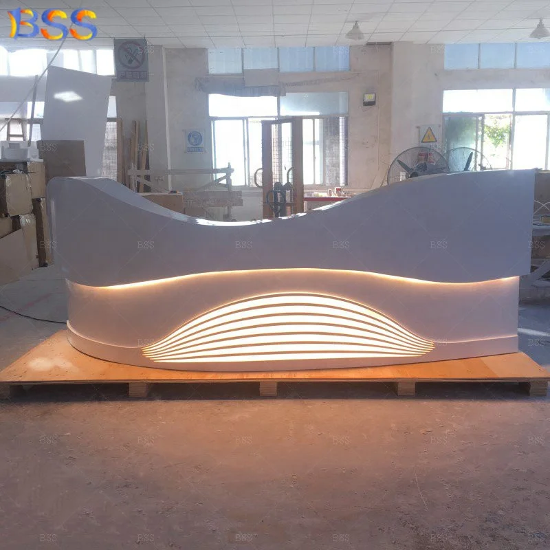 Spa Reception Desk Front Luxury Design Europe Artificial Stone Modern White Black Beauty Semi Circle Salon Spa Reception Desk