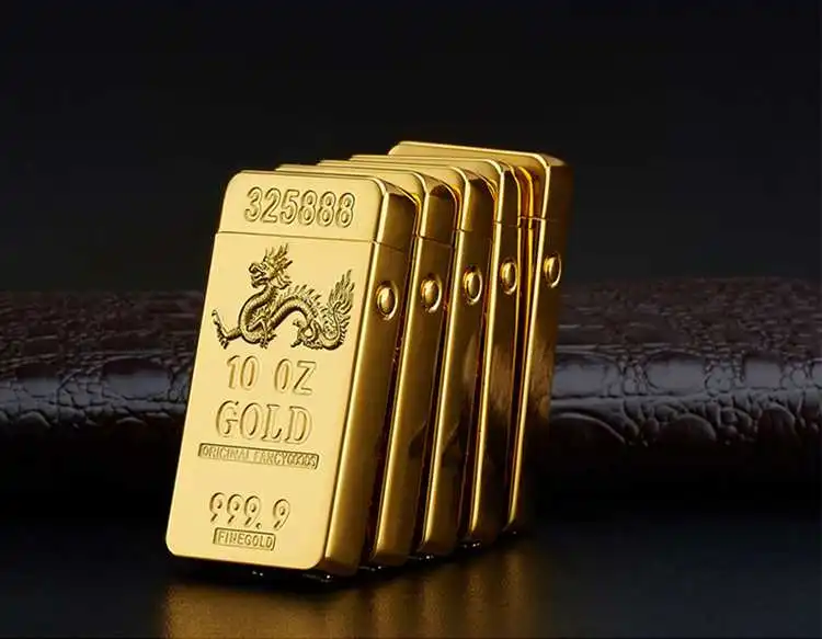 KY Creative Classic Gold Bar Metal Lighter Double Arc Usb Charging Cigarette Plasma Electric Lighter