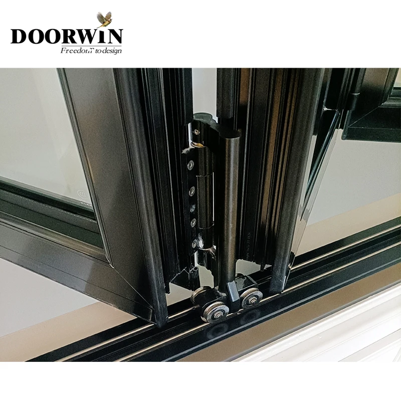 Modern Design Panorama View Bifolding Window Aluminum Frame Hotel & Villa Use Folding Open Style for Kitchen Steel Wood Material