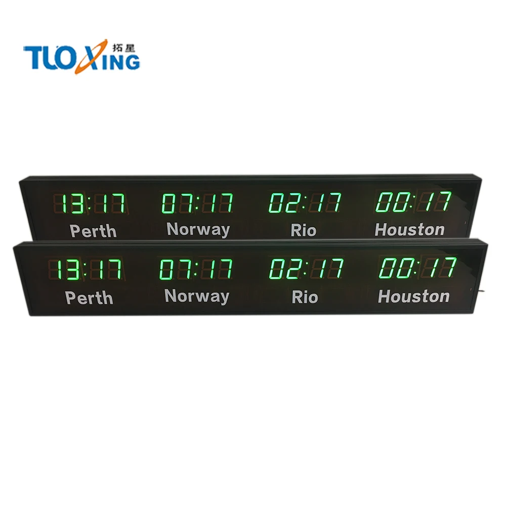 wall mounted digital led time zone clock world clock