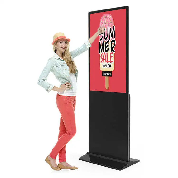 55 inch Floor Stand Digital Signage Displays Android Touch Screen Kiosk Indoor FHD LCD Smart Advertising Totem Display Players