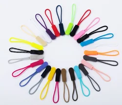 Clothing Plastic Zipper Sliders Silicone Non Lock Handle Tail String Pull Painted