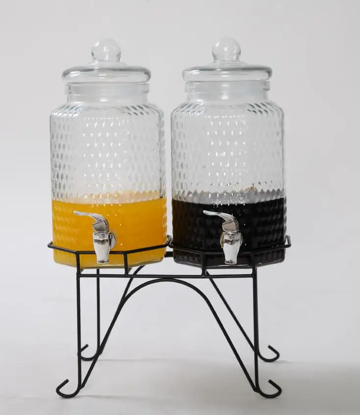 New Design 6L Beverage Glass Dispenser with Lid and Tap Freshness Preservation Cafes and Coffee shop use