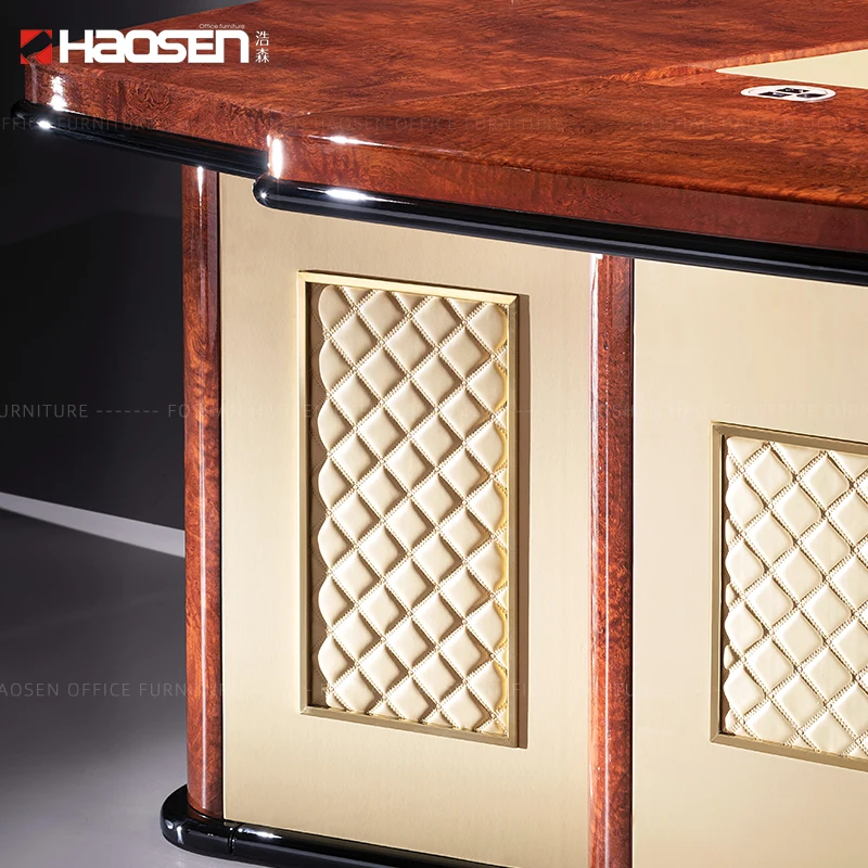HAOSEN 68028New BOSS Computer office Table CEO Leather Wooden Executive office furniture desk