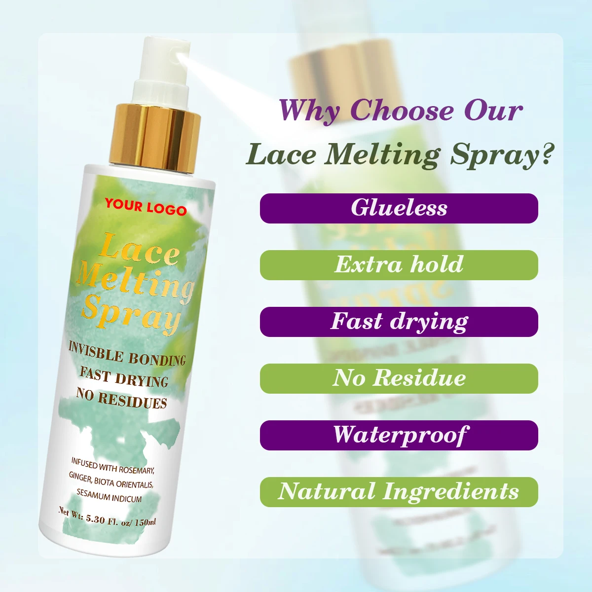 New arrivals private label Aerosol tank strong hold wig melting spray adhesive hair glue spray lace melting spray