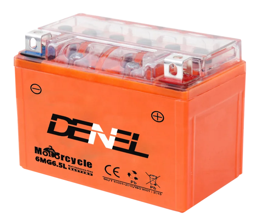 Аккумулятор для мотоцикла 12в гелевый 7Ah 105 A прямая полярность DENEL 12N6.5L-BS(iGEL) акб 12v GEL батарея