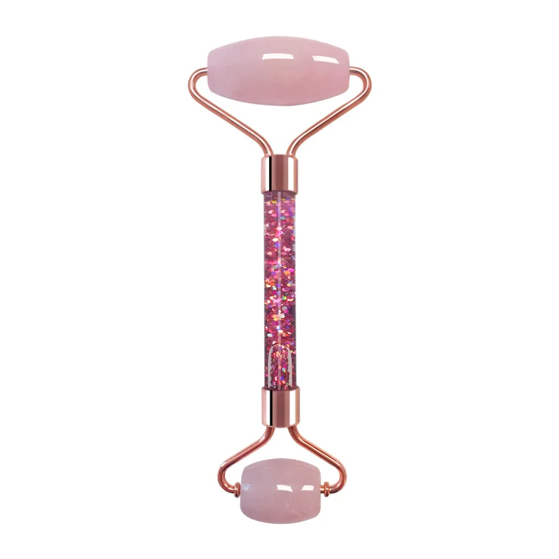 
Factory Direct Anti Aging Facial Massager Rose Quartz&Rhinestone Jade Roller 