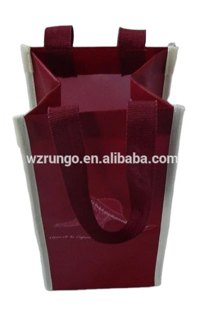 Spain Brand Wine Bottle Bag, Custom Made Laminated Pp Non Woven Wine Shopper Bags