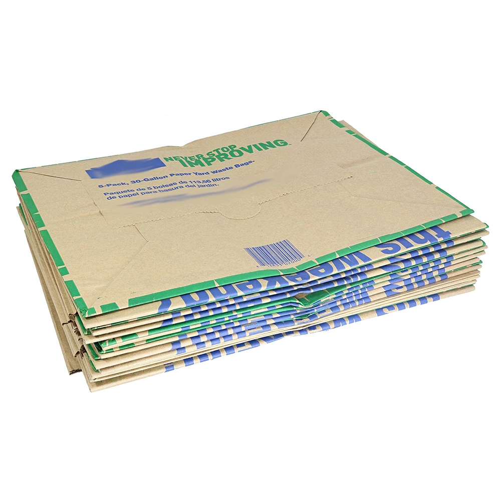 Custom Logo Printed 30 Gallon Heavy Duty Thick Kraft Paper Brown Bag Lawn And Leaf Refuse Paper Bags For Home And Garden