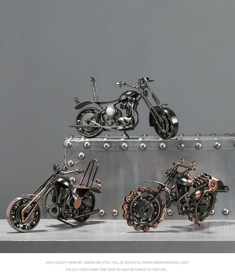 Hot Selling Metal Crafts Antique Motorcycle Model Die Cast Toy Vehicles Motorbike Home Decoration