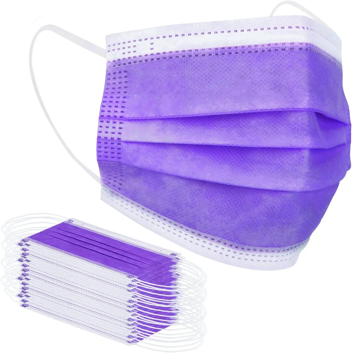 CE 4 Ply 50 Pack Non-woven Fabric Disposable Facemask Purple Beauty Salon Medical Masks For Adults