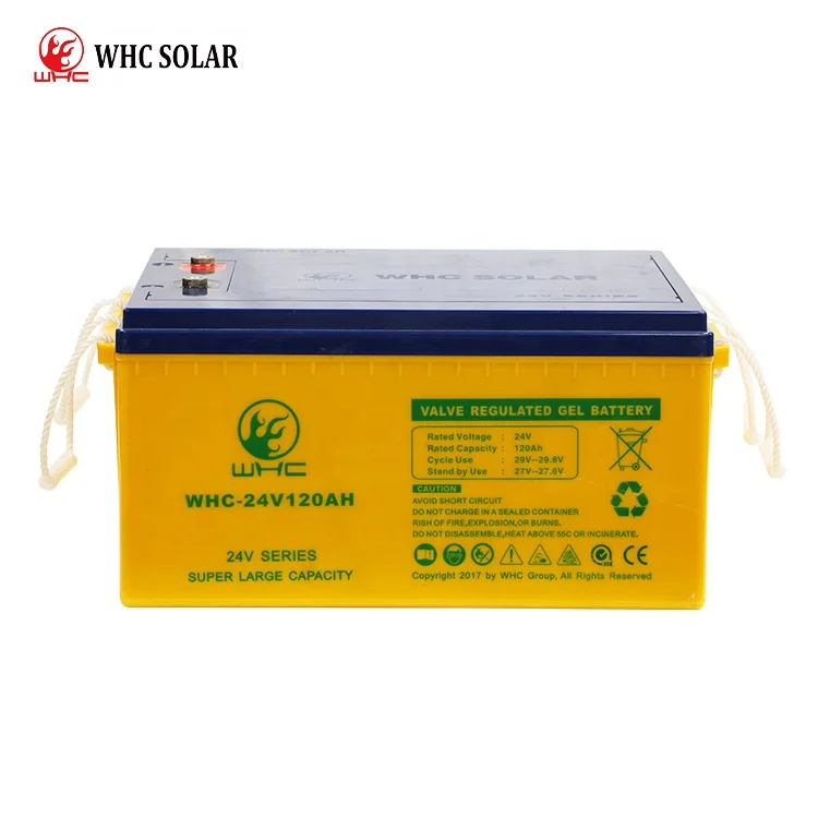 WHC long life deep cycle solar 120AH 24V AGM ups inverter energy storage battery vrla lead acid batteries gel for solar panel