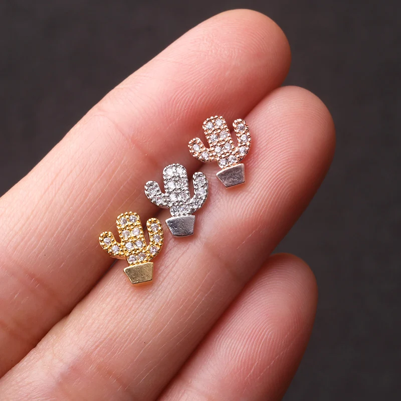 50pcs/lot Rose Gold Silver Color Wing Leaf Star shape CZ Daith Tragus Cartilage Piercing Jewelry Stud Earring