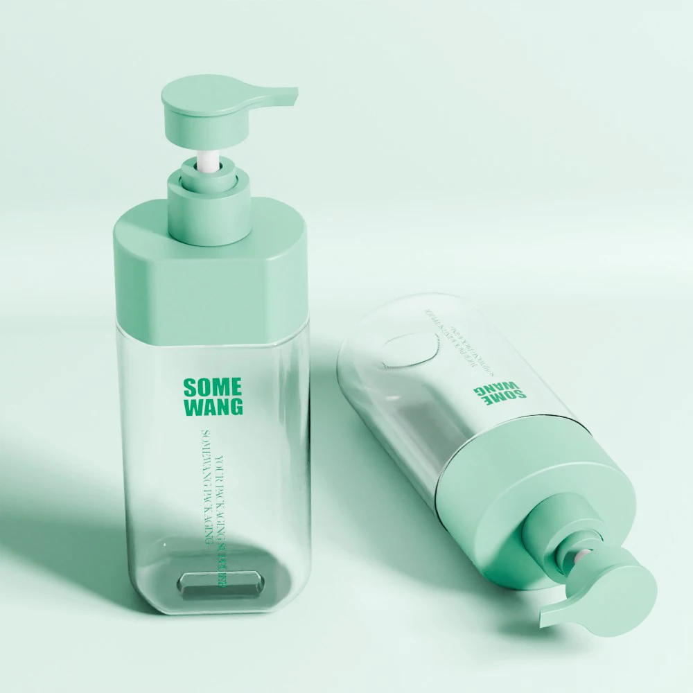 300ml Plastic PET Bottle with Pump Sprayer for Personal Care Square Cosmetic Bottle for Shampoo & Lotion