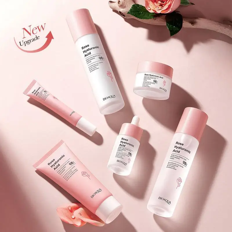 Private Label Wholesale Retinol Organic Skincare Products Face Whitening Rose Skin Care Set