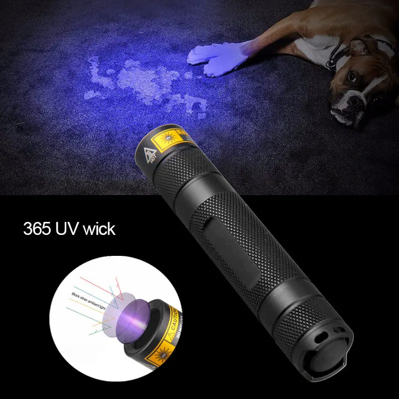 Mini Pocket Waterproof Black Mirror 18650 Battery UV Purple LED Torch with IP65 Rating for Jade Identification and Detection