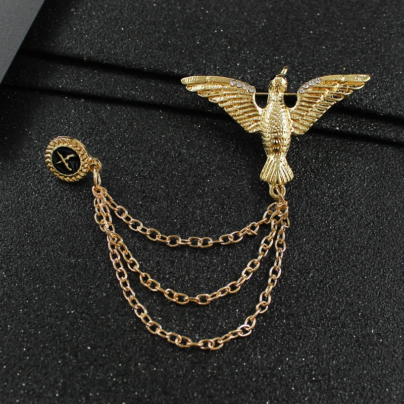 Latest Fashion Silver Gold Bird Mens Lapel Pin Metal Brooch Boutonniere Pin For Suit Novelty Accessories
