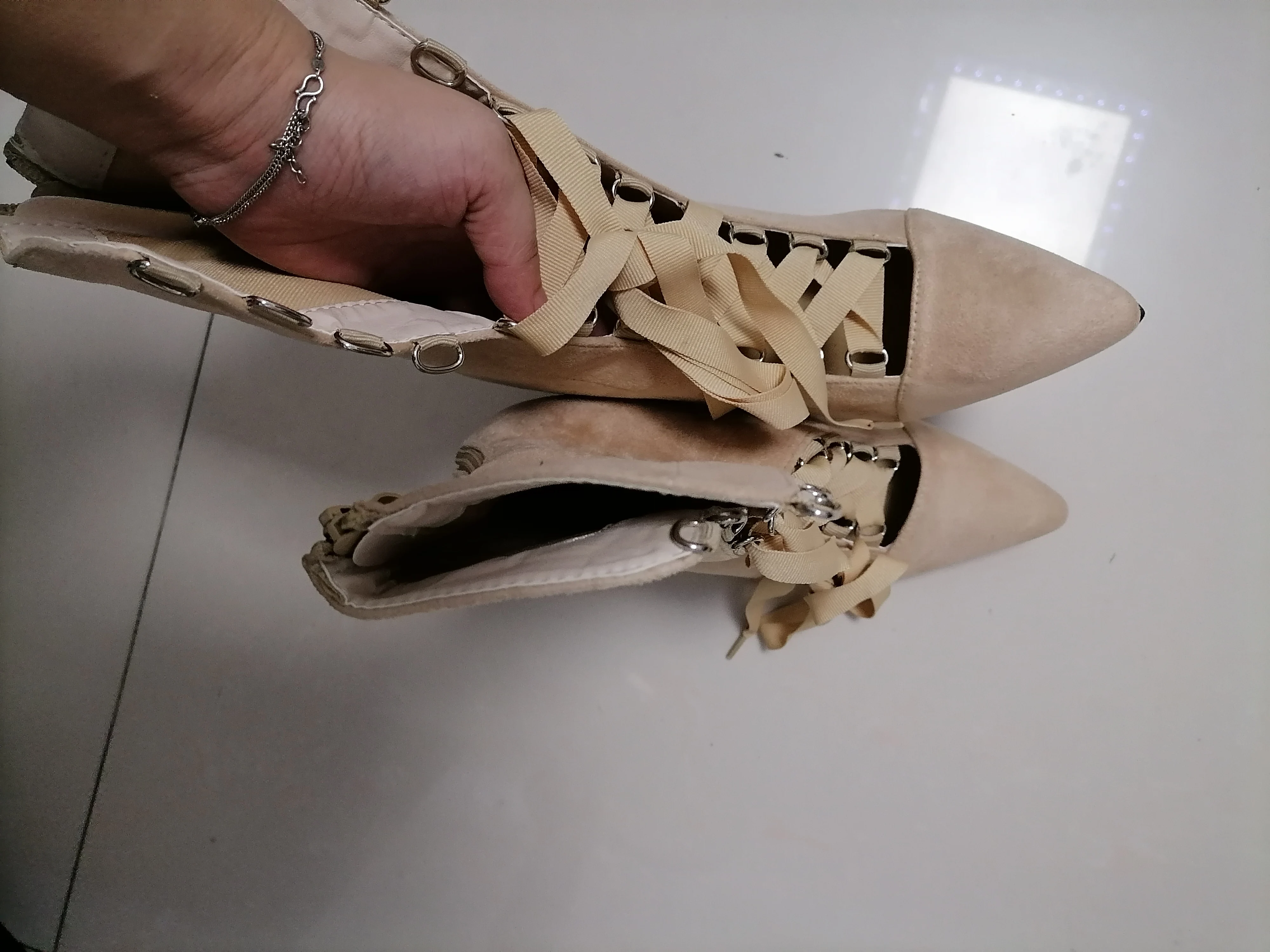 Женские теплые сапоги 12 см, Новые осенне-зимние сапоги выше колена с острым носком и боковой молнией, эластичные сапоги, женская обувь