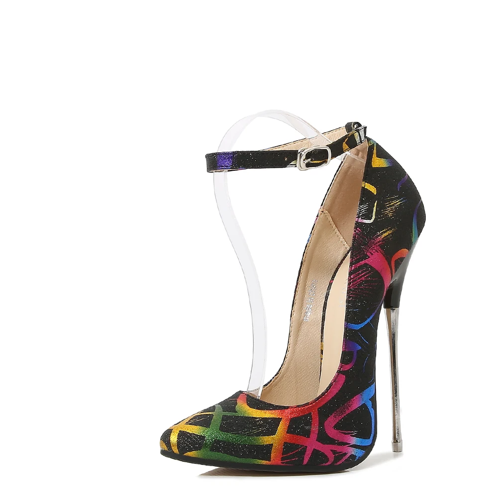 Floral Prints Heels Wholesale Price To Kenya Black Stiletto Heels For Women Ankle Straps Pump Heels Stripper Outfits Exotic Shoe